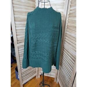 St. John's Bay Teal Green Womens XL Pullover Sweater Knitted Crew Neck Shirt